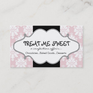 Bakery Pink Damask Business Cards