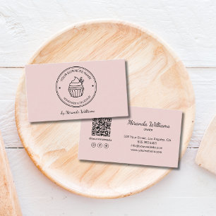 Bakery Pink Your Own Logo QR Social Media Business Card