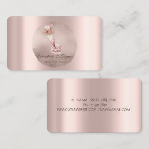 Bakery Piping Bag Flowers Rose Gold Circle Business Card