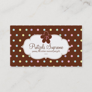 Bakery Polka Dots Chocolate Pink Floral Business Card