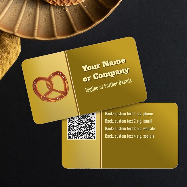 Bakery Pretzel with Gold Metal Look - catering Business Card (Creator Uploaded)