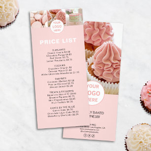 Bakery Price List Menu Custom Logo Pink