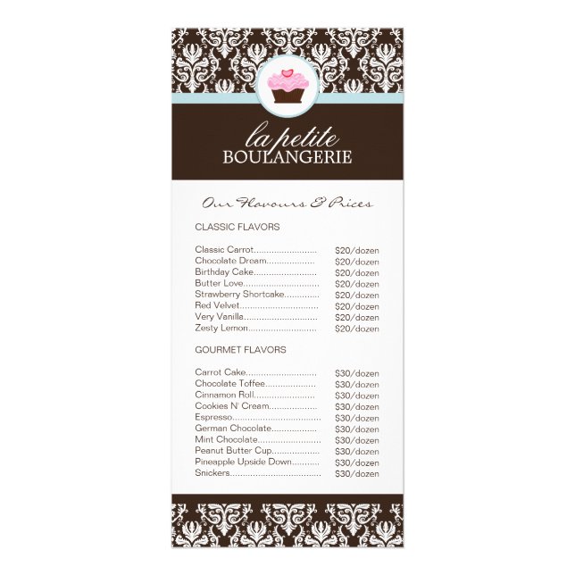 Bakery Price List Rack Card (Front)