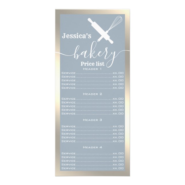 Bakery price list rack card (Front)