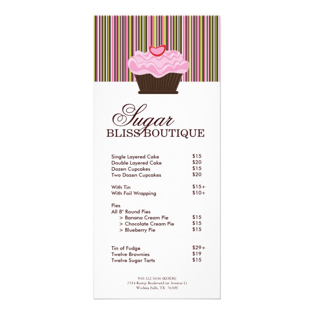Bakery Price List Rack Card (Front)