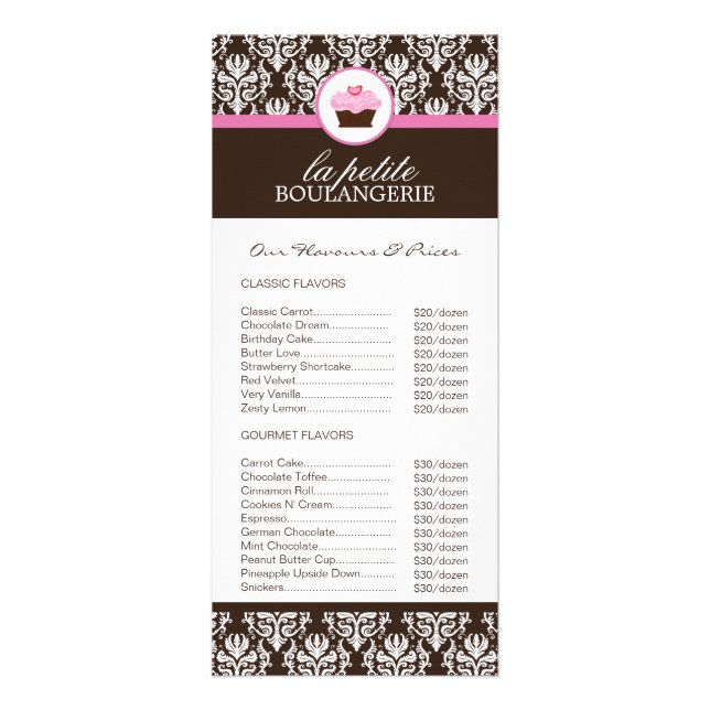 Bakery Price List Rack Card (Front)