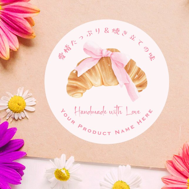 Bakery Product Label Croissant Bread Pink Coquette (Creator Uploaded)