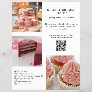 Bakery Promotion Photo Social Media QR White Flyer