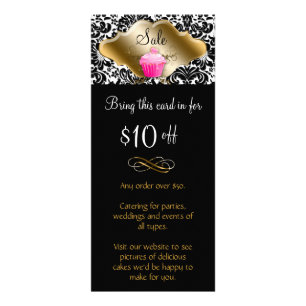 Bakery Rack Card Cupcake Caramel Pink Elegant
