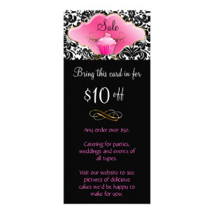 Bakery Rack Card Cupcake Pink Gold Elegant