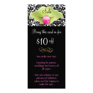 Bakery Rack Card Cupcake Pink Lime Green Elegant