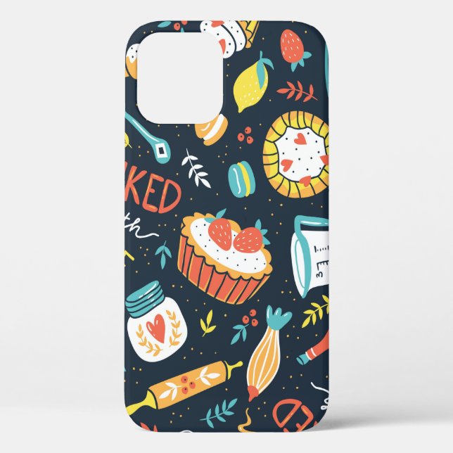 Bakery retro seamless pattern with dots and floral Case-Mate iPhone case (Back)