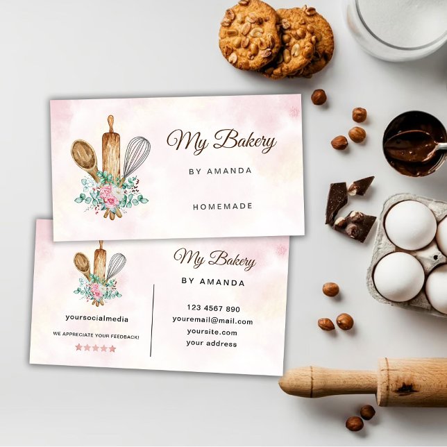 Bakery Rolling Pin Logo Business Card (Creator Uploaded)