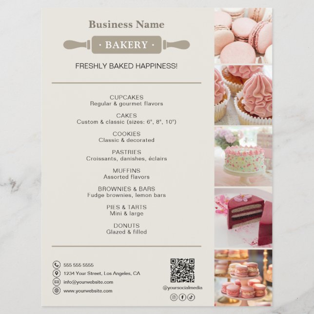 Bakery Rolling Pin Photo QR Neutral Flyer (Front)