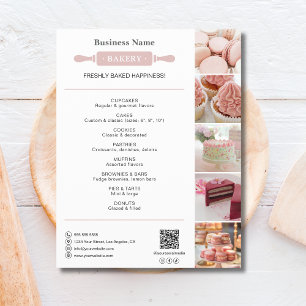 Bakery Rolling White and Pin Photo QR Pink Flyer