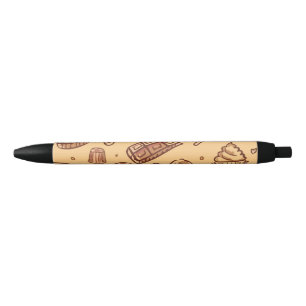 Bakery seamless pattern black ink pen