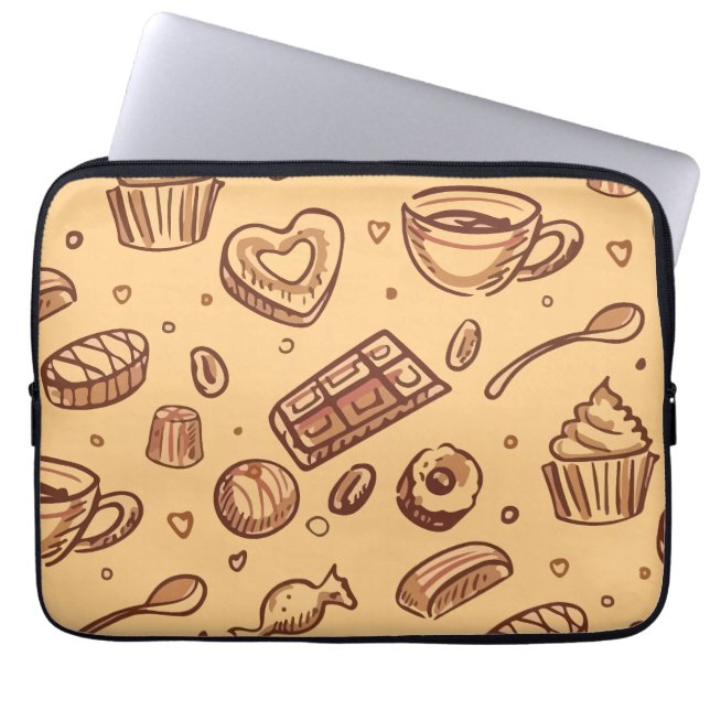 Bakery seamless pattern laptop sleeve (Front)