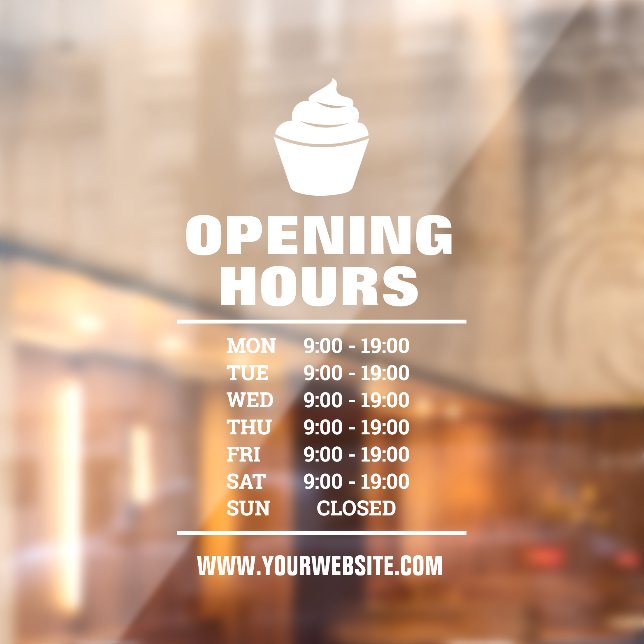 Bakery shop business opening hours Window Cling (Sheet 2)
