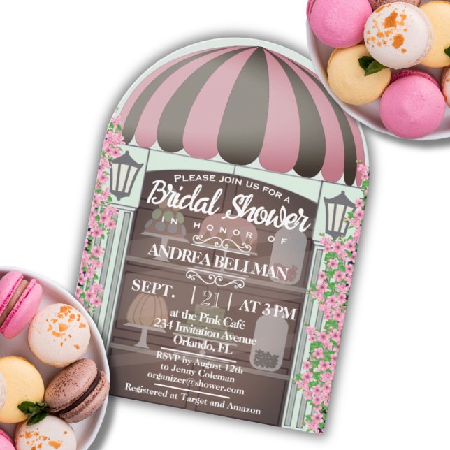 Bakery Shop window French Bridal Shower Invitation (Arch shaped Bridal Shower Invitation)