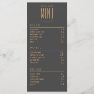 Bakery Small Caffe Table Menu
