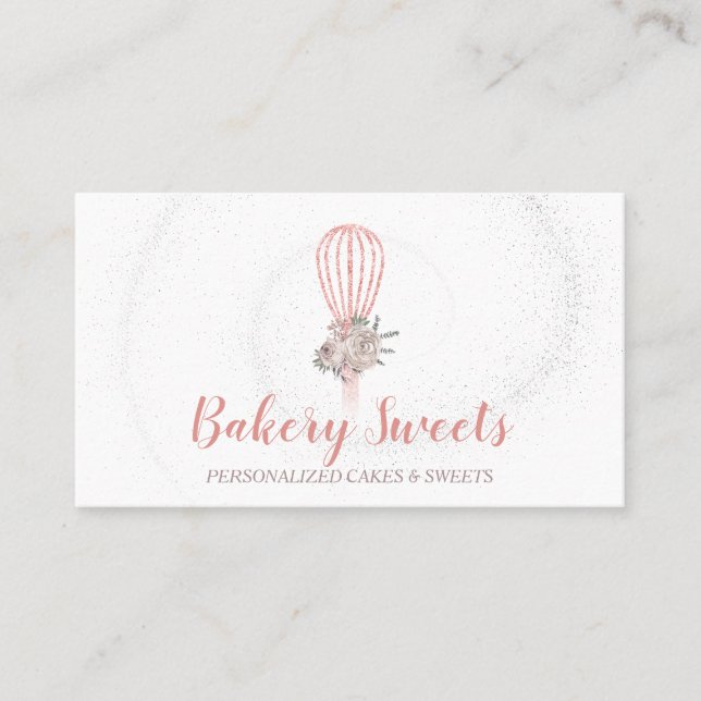 Bakery Sparkling Whisk Logo Home Bakery Business Card (Front)