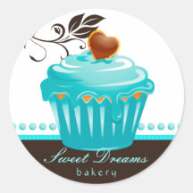 Bakery Stickers Blue Cupcake Chocolate Brown