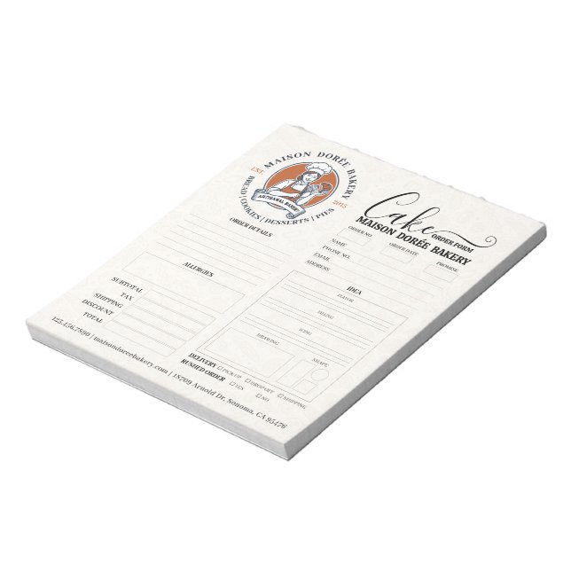 Bakery Store Pastry Chef Cake Baker Order Form Not Notepad (Rotated)
