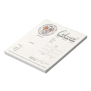 Bakery Store Pastry Chef Cake Baker Order Form Notepad