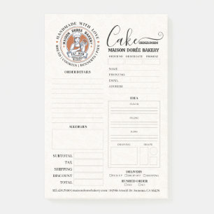 Bakery Store Pastry Chef Cake Baker Order Form Post-it Notes