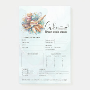 Bakery Store Pastry Chef Cake Baker Order Form Post-it Notes