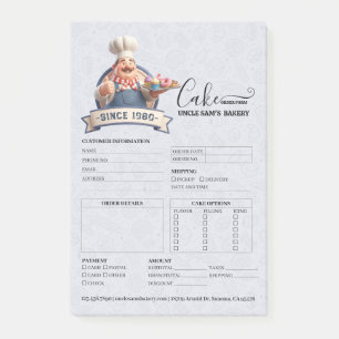 Bakery Store Pastry Chef Cake Baker Order Form Post-it Notes