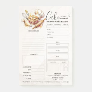 Bakery Store Pastry Chef Cake Baker Order Form Post-it Notes