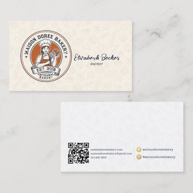 Bakery Store Pastry Chef Dessert Sweets Cake Baker Business Card (Front/Back)