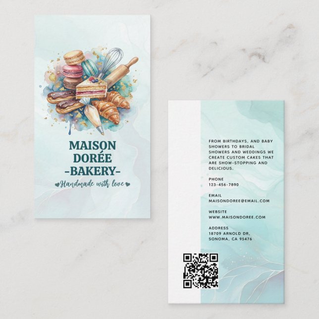 Bakery Store Pastry Chef Dessert Sweets Cake Baker Business Card (Front/Back)
