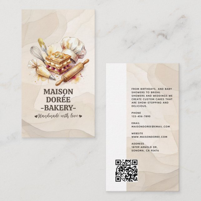 Bakery Store Pastry Chef Dessert Sweets Cake Baker Business Card (Front/Back)