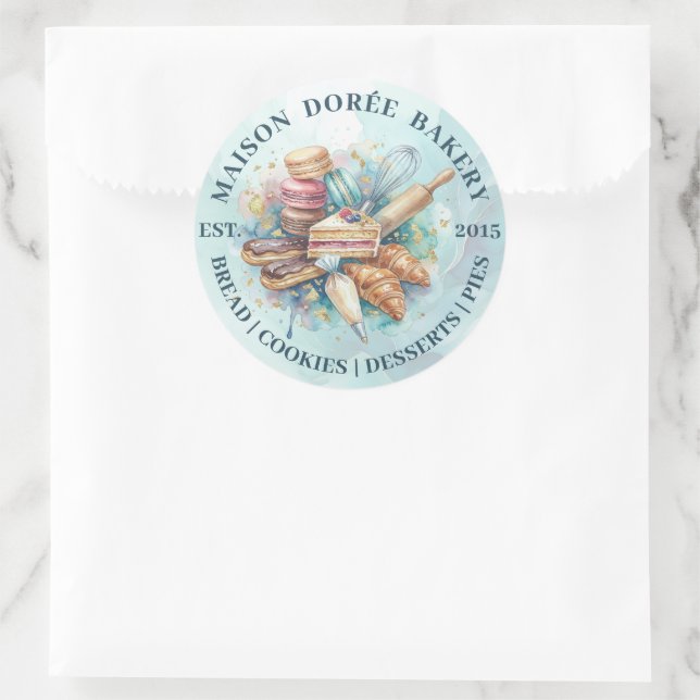 Bakery Store Pastry Chef Dessert Sweets Cake Baker Classic Round Sticker (Bag)