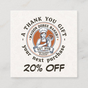 Bakery Store Pastry Chef Dessert Sweets Cake Baker Discount Card