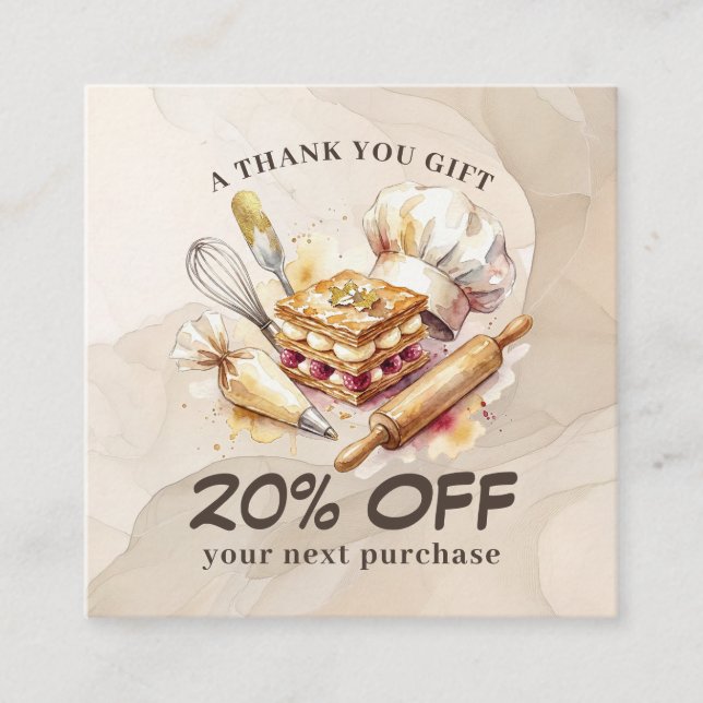 Bakery Store Pastry Chef Dessert Sweets Cake Baker Discount Card (Front)