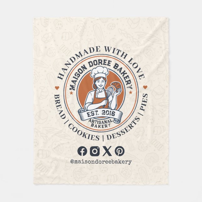 Bakery Store Pastry Chef Dessert Sweets Cake Baker Fleece Blanket (Front)