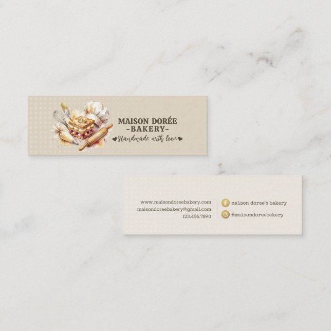 Bakery Store Pastry Chef Dessert Sweets Cake Baker Mini Business Card (Front/Back)