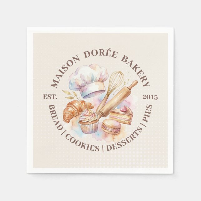 Bakery Store Pastry Chef Dessert Sweets Cake Baker Napkin (Front)