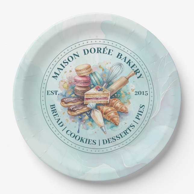 Bakery Store Pastry Chef Dessert Sweets Cake Baker Paper Plate (Front)