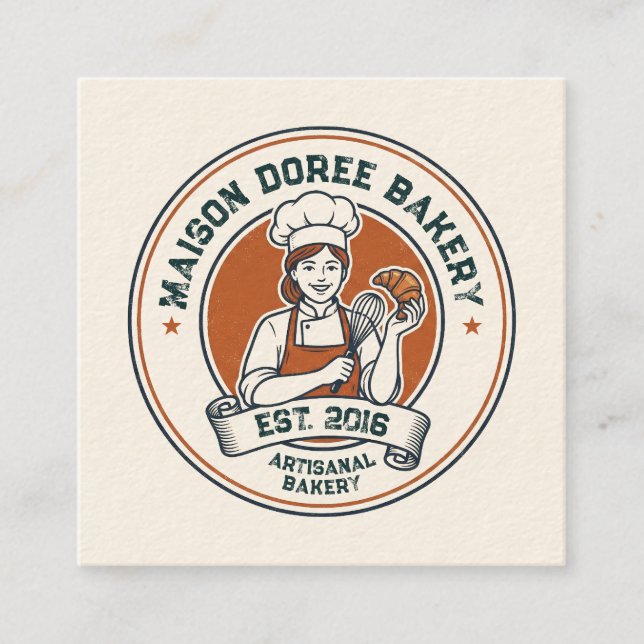 Bakery Store Pastry Chef Dessert Sweets Cake Baker Square Business Card (Front)