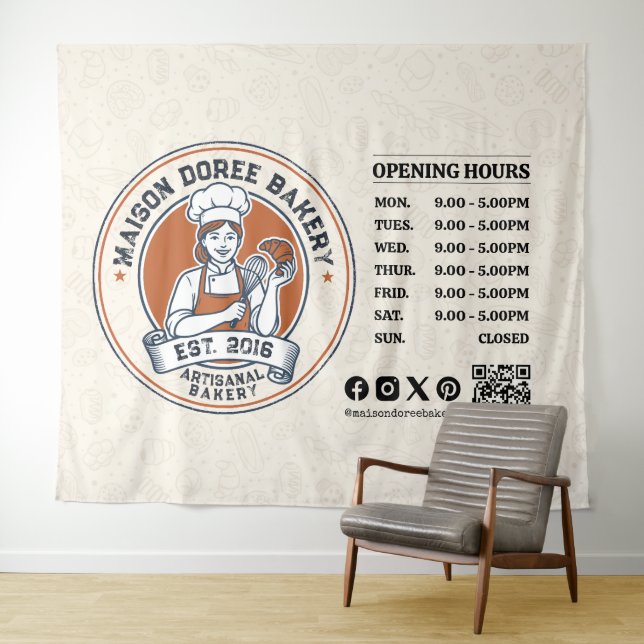 Bakery Store Pastry Chef Dessert Sweets Cake Baker Tapestry (In Situ (Horizontal))