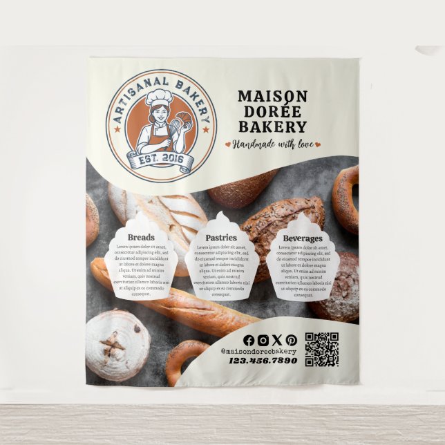 Bakery Store Pastry Chef Dessert Sweets Cake Baker Tapestry (Front)