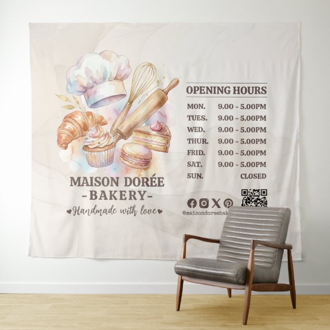 Bakery Store Pastry Chef Dessert Sweets Cake Baker Tapestry (In Situ (Horizontal))