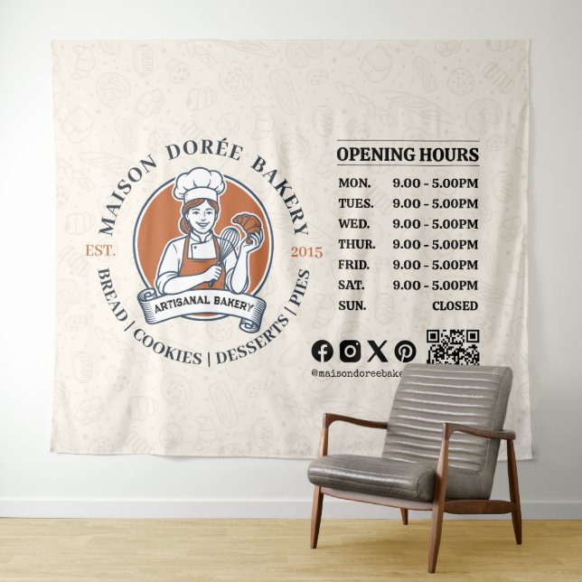 Bakery Store Pastry Chef Dessert Sweets Cake Baker Tapestry (In Situ (Horizontal))
