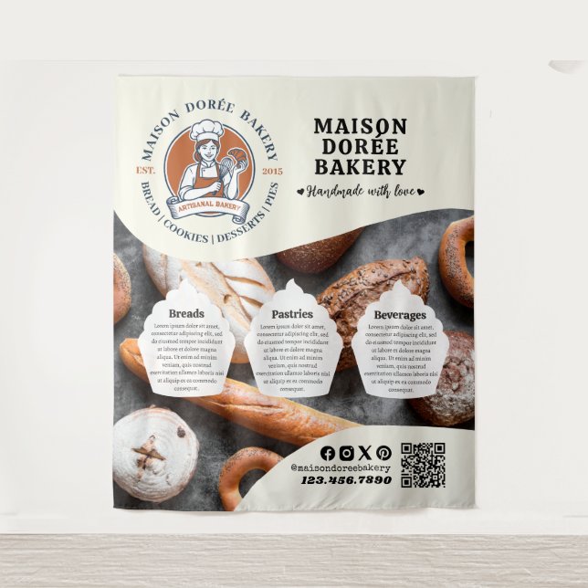 Bakery Store Pastry Chef Dessert Sweets Cake Baker Tapestry (Front)