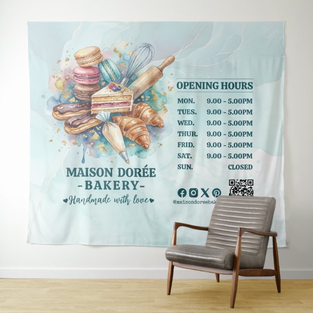 Bakery Store Pastry Chef Dessert Sweets Cake Baker Tapestry (In Situ (Horizontal))