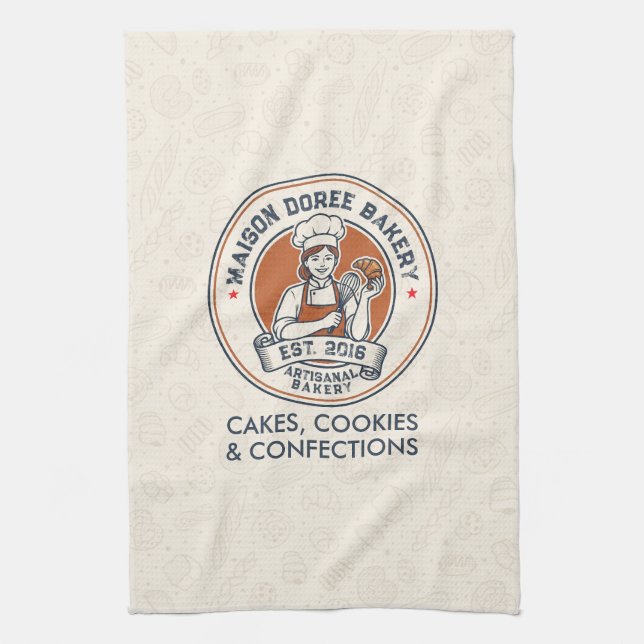 Bakery Store Pastry Chef Dessert Sweets Cake Baker Tea Towel (Vertical)